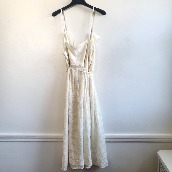 New Madewell Embroidered Pleated Voile Wrap Ivory Midi Dress NWT XL/10 US - Picture 13 of 17
